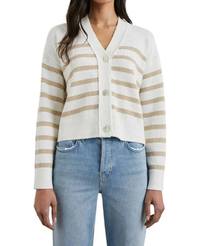 Luxury Fashion Geneva Cardigan In Sand Stripe