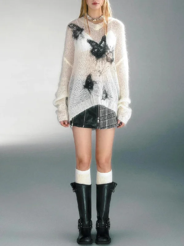 Fashion Elements Butterfly Crochet Sweater