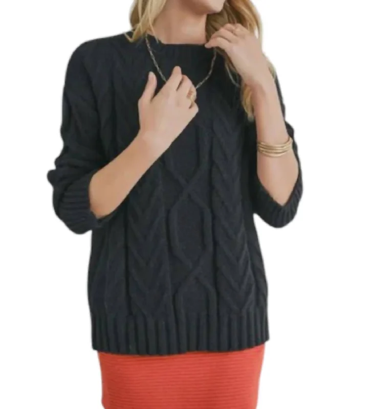 Versatile Comfort Montana Cable Knit Sweater In Black