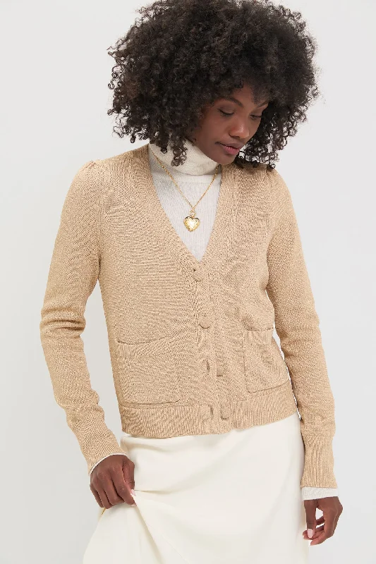 Sporty Comfort Tan Metallic Rene Cardigan