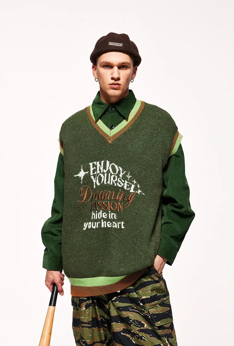 Versatile Itinerary Vintage Enjoy Yourself Knitted Sweater Vest
