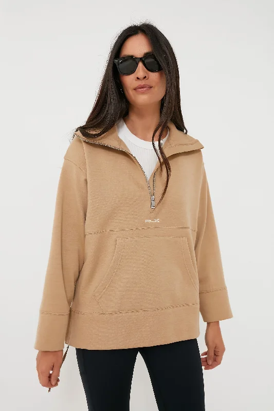Fashion Concept Long Sleeve Wool Blend Double Knit Half Zip Tunic Pullover