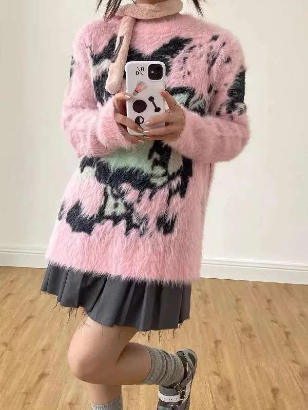 Comfy Pants Y2K Aesthetic Fuzzy Sweater