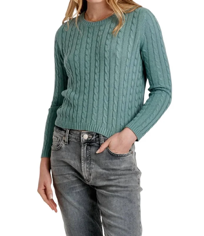 Cozy Dress Lupe Cable Sweater In Slate Blue