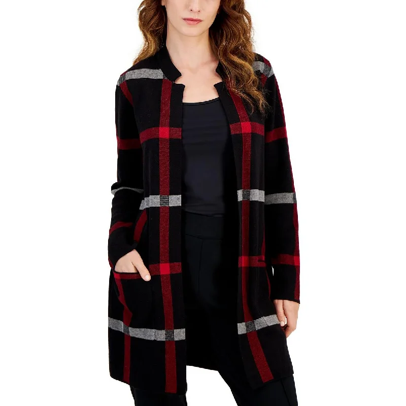 Lively And Youthful Kasper Womens Knit Open Front Cardigan Sweater