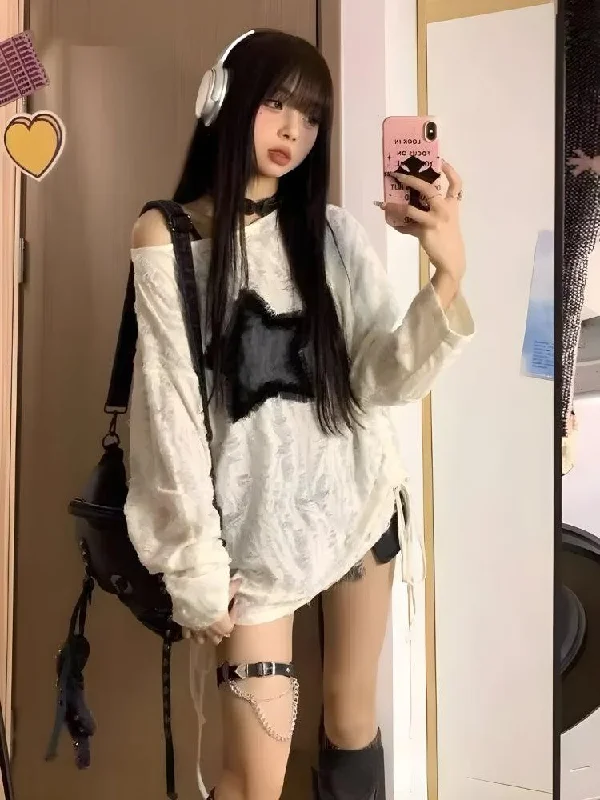 High-end Fashion Y2K Grunge Star Distressed Sweater