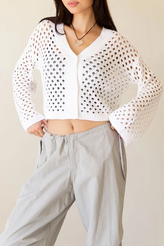 Comfortable Mind My Muse Eyelet Knit Cardigan