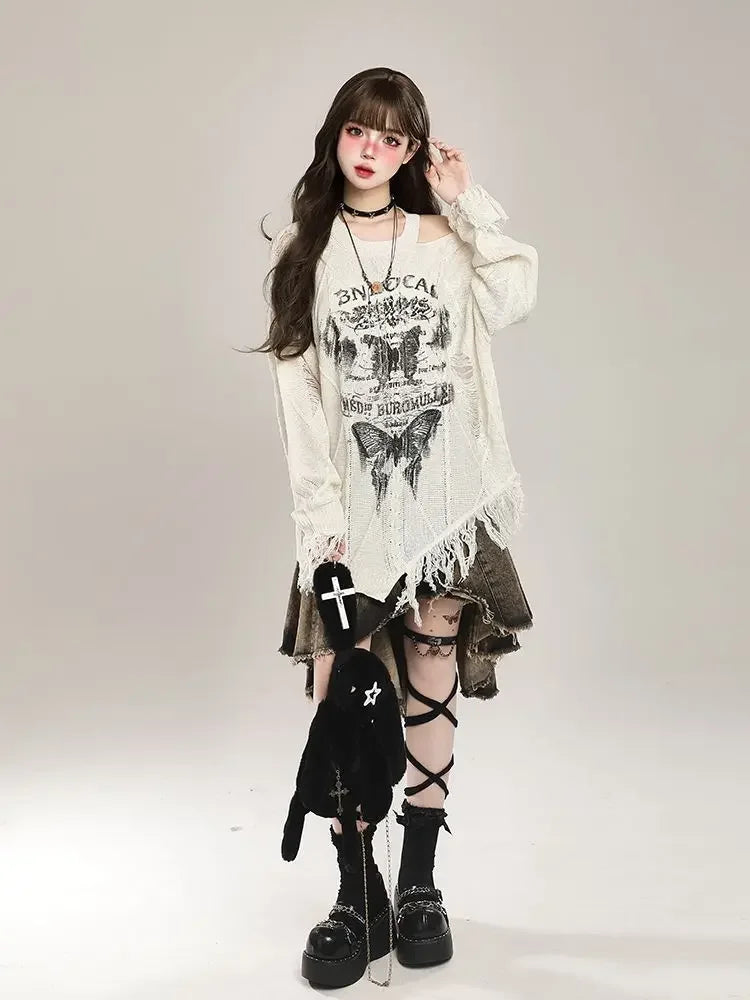 Modernism Grunge Butterfly Sweater