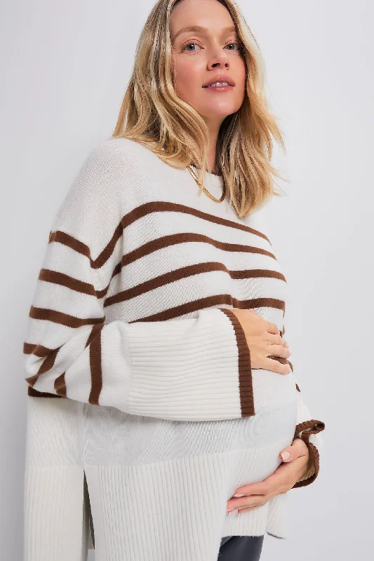 Must-have For Autumn And Winter Vanilla and Acorn Stripe The Carly Knit Pullover