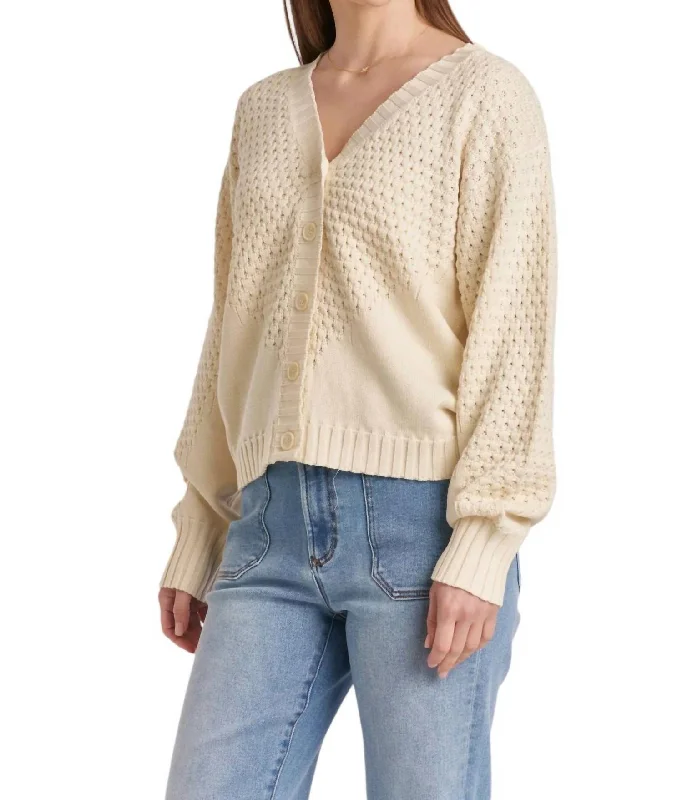 Unique Prints Arlen Cardigan In Vintage Cream