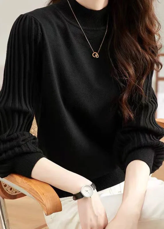 Warm Wear New Black Turtleneck Solid Knit Sweaters Fall