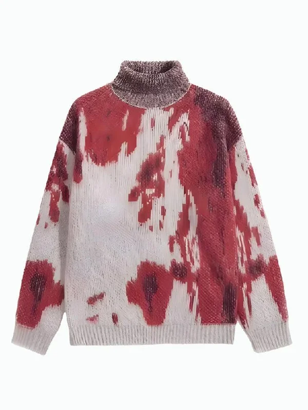 Comfortable And Casual Tie Dye Turtle Neck Knitted Sweater