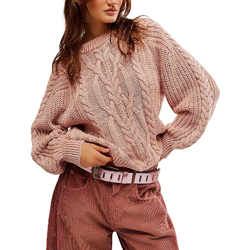 Cozy Pants Free People Womens Cotton Cable Knit Pullover Sweater