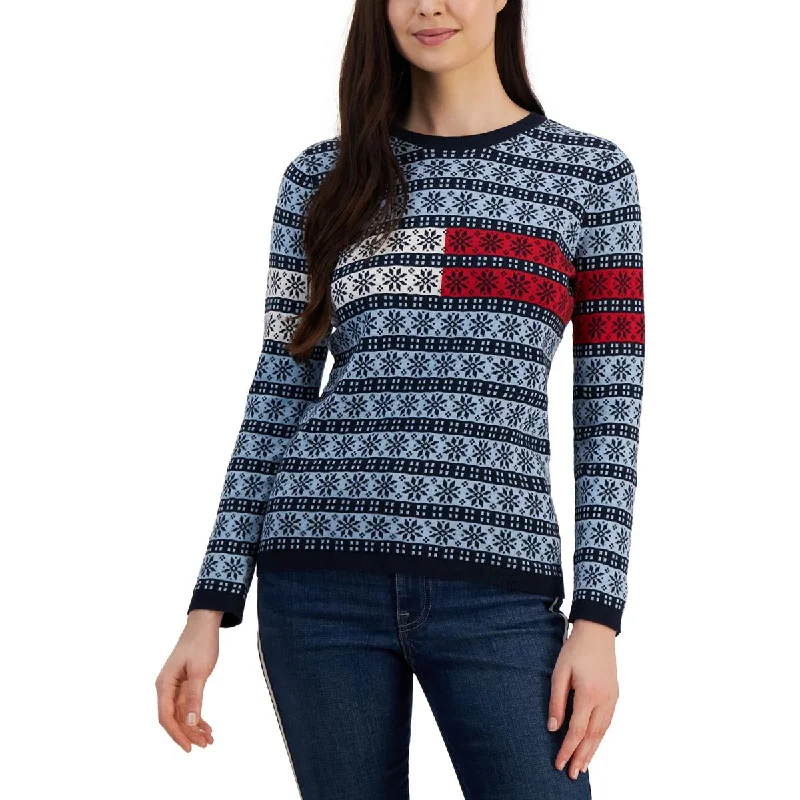 Comfortable And Cold-proof Tommy Hilfiger Womens    Crewneck Colorblock Pullover Sweater