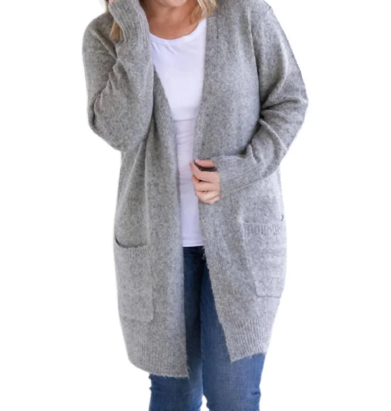 Fashion Touch Madison Cozy Cardigan In Gray