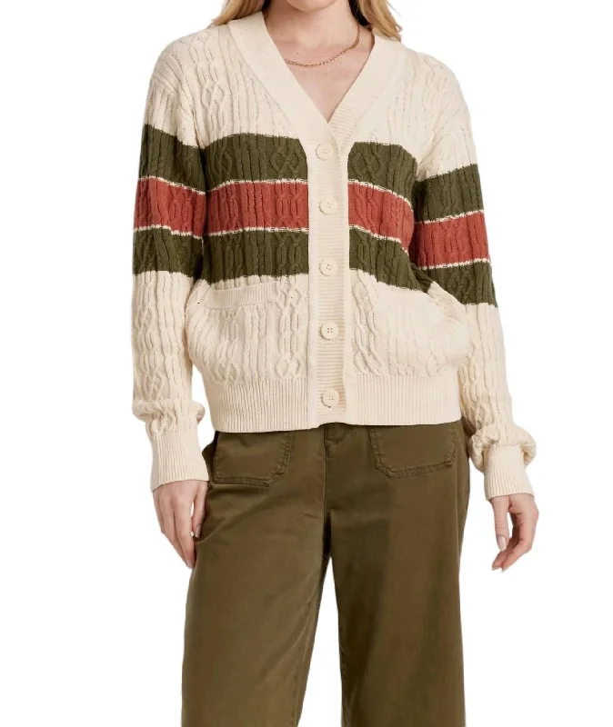 Modern City Lulu Cardigan In Rustic Vineyard Stripe