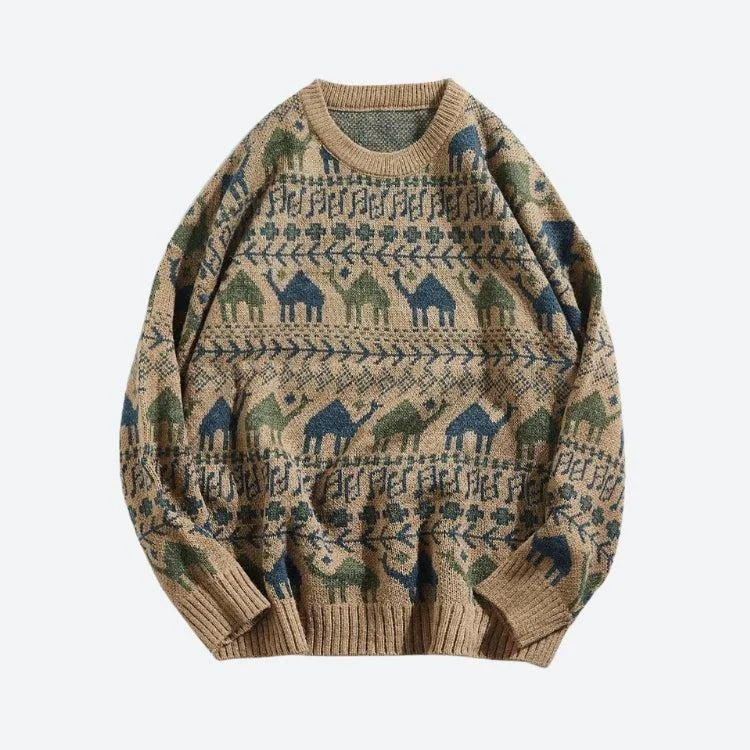 Effortless Dressing Vintage Camel Knitted Sweater