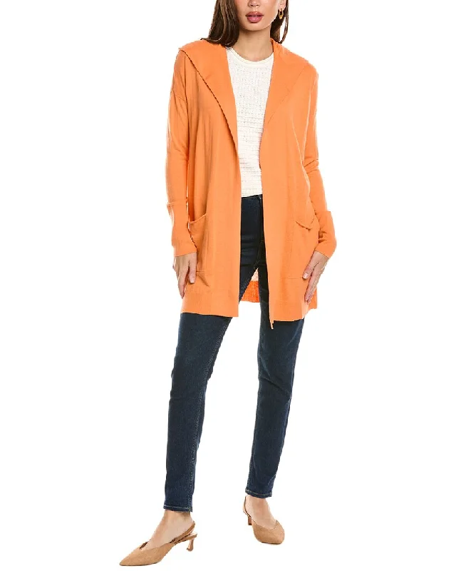 Elegant Fit Forte Cashmere Hooded Drape Silk & Cashmere-Blend Cardigan