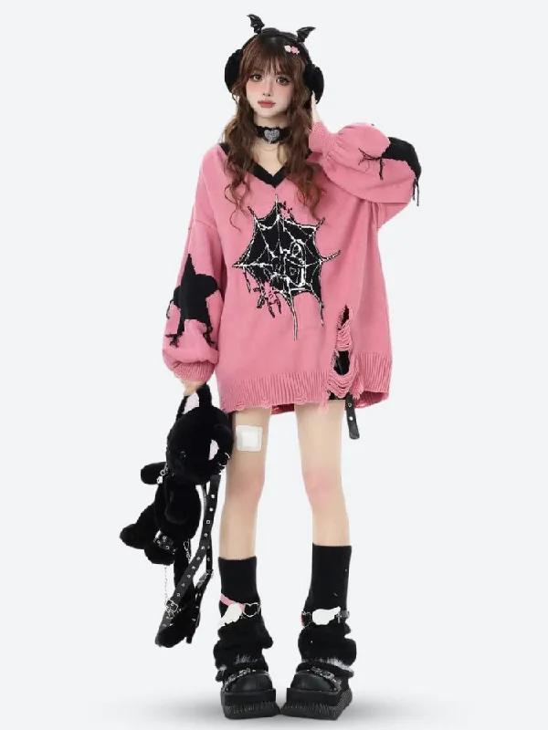 Knitted Design Pastel Goth Sweater