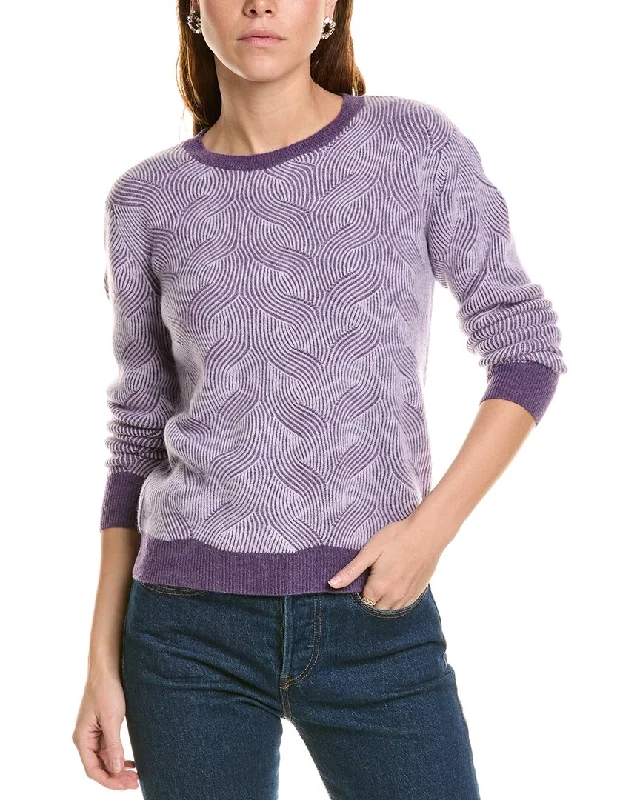Floral Prints sofiacashmere Two-Tone Brioche Cable Cashmere Sweater