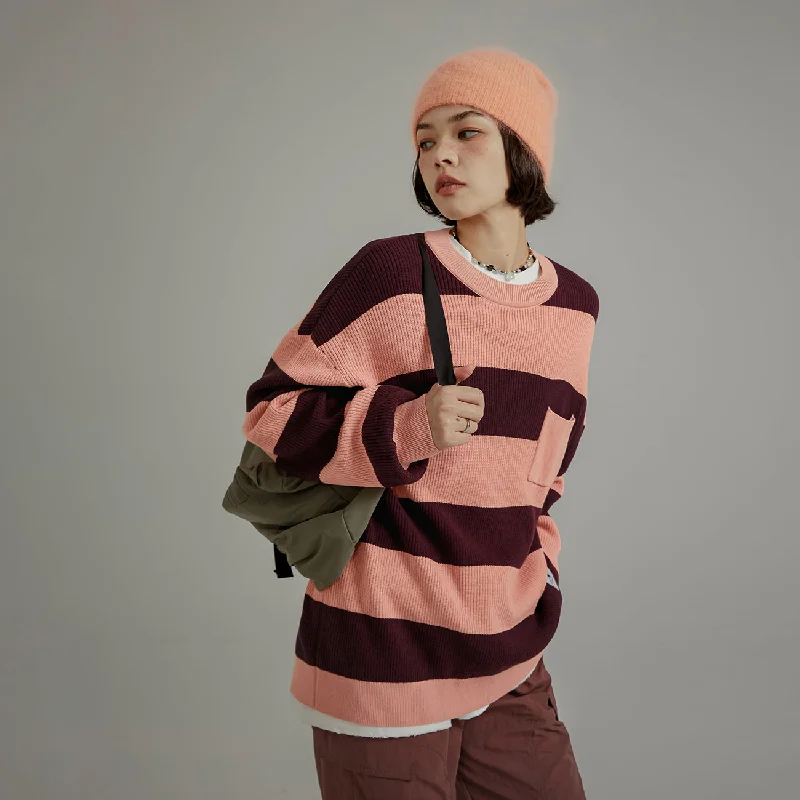 Sports Cool Color Pocket Stripe Knit Sweater