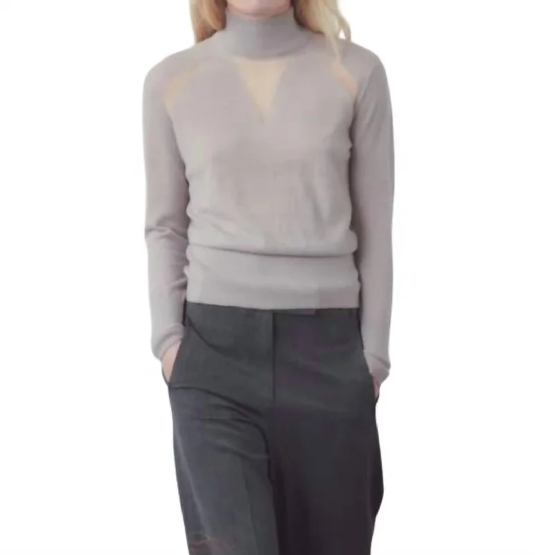Cozy Sweaters Sheer Panel Sweater In Ice