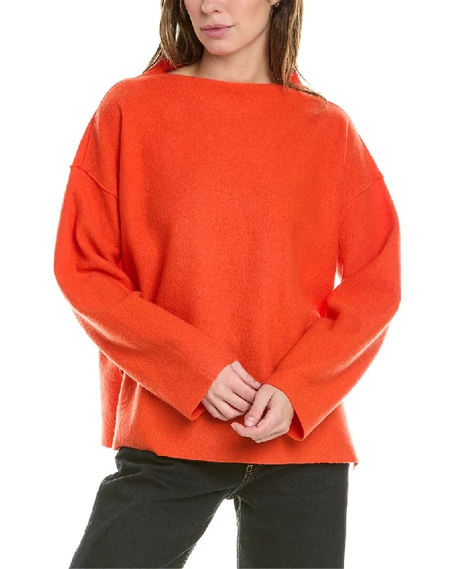 Comfortable Fitwear EILEEN FISHER Funnel Neck Box Wool Top