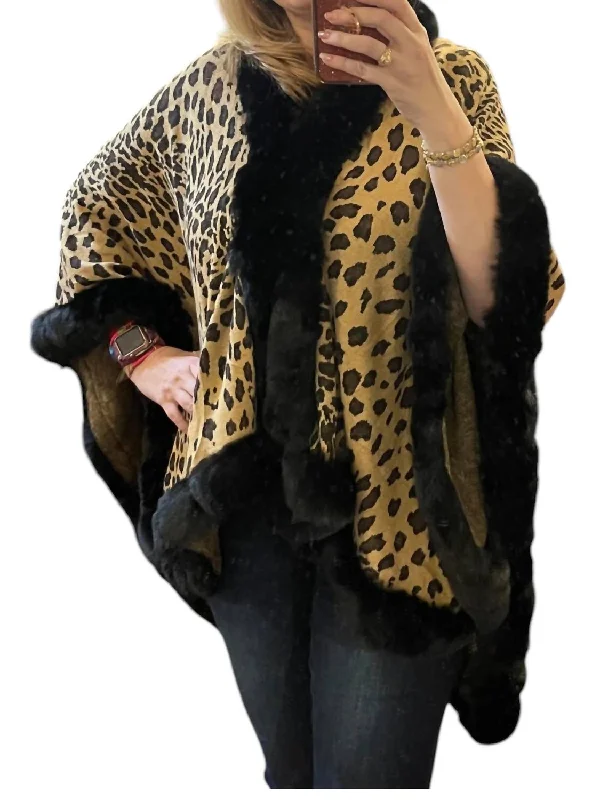 Ethnic Style The New Yorker Ruana In Black Cheetah