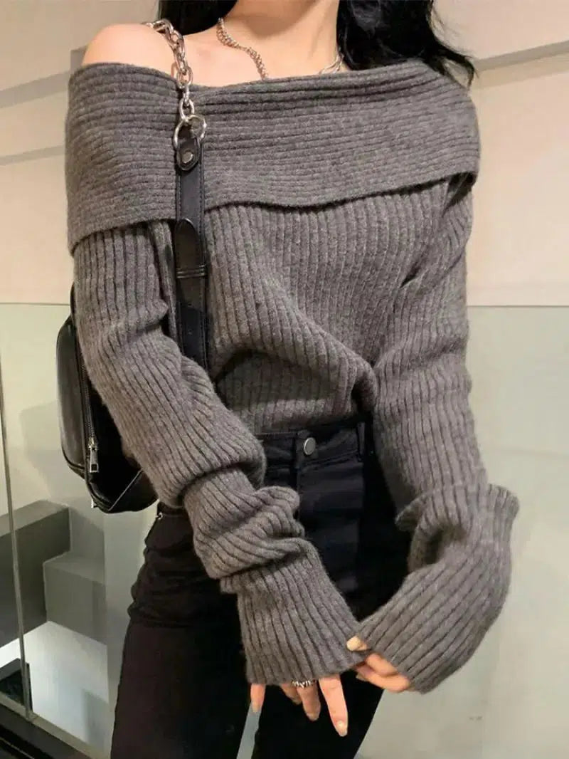 Fashion Pioneer Casual Off Shoulder Knitted Sweater