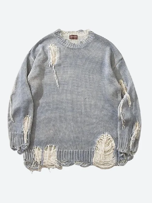 Fashion Elements Grunge Tasseled Distressed Sweater