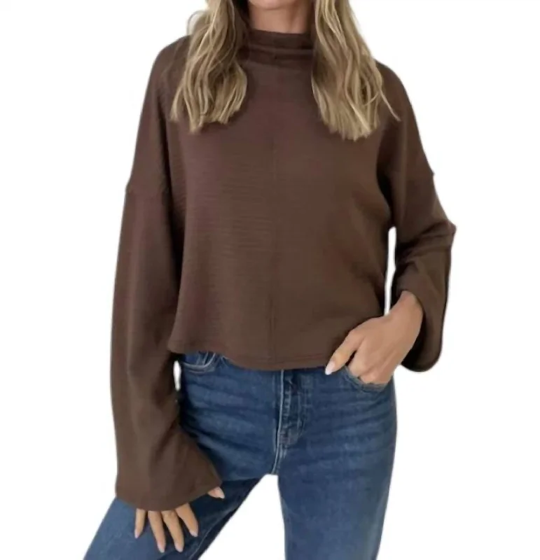 Fashion Pioneer Kayla Ribbed Sweater In Brown