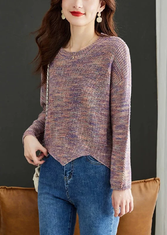 Casual And Casual Stylish Pink O Neck Cozy Wool Knit Sweaters Fall