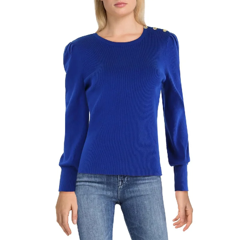 Sexy Fun Lauren Ralph Lauren Womens Ribbed Knit Button Shoulder Pullover Sweater