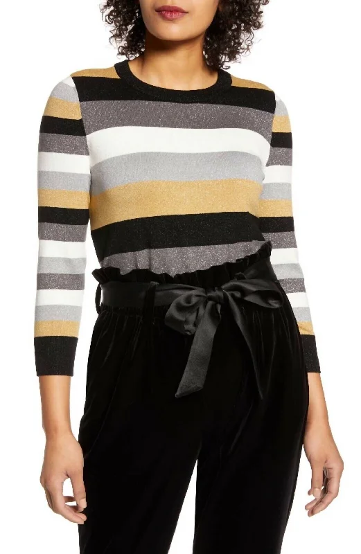 Noble And Elegant X Atlantic-Pacific Neck Striped Sweater In Multicolor