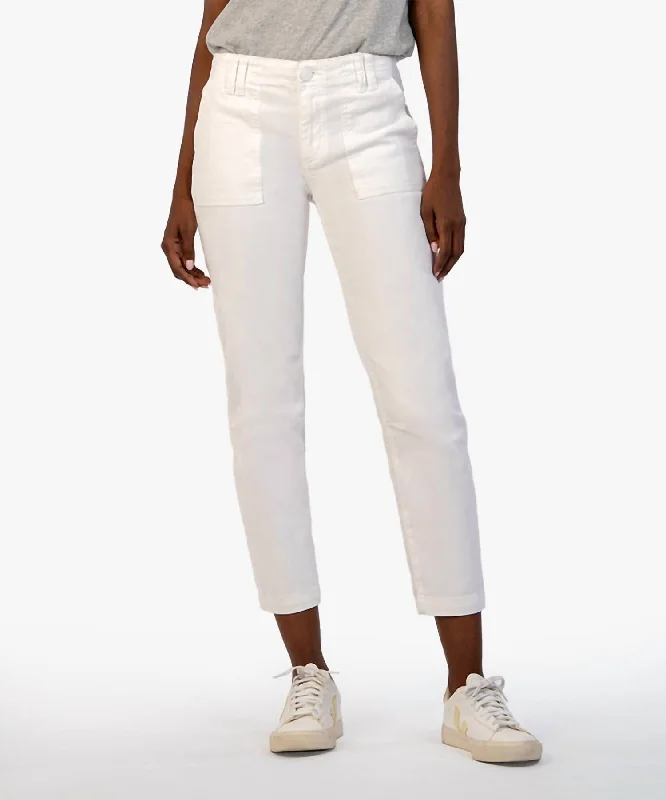 Stylish Ease Reese Mid Rise Crop Jean In Optic White