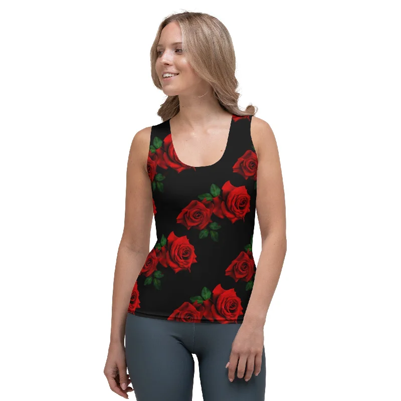 Warm Wear Red Roses Tank Top