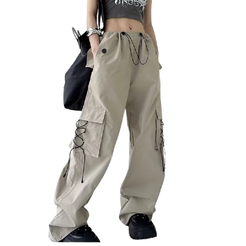 Youthful Vitality Women's High Street Lace Design Cargo Pants