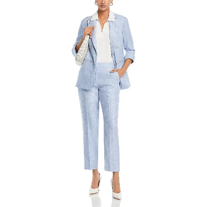 Classic Retro Tahari Womens Solid Pocket Straight Leg Pants