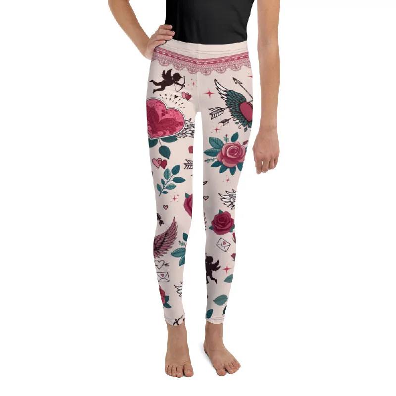 Soft Knitwear Cute Valentine Youth Leggings