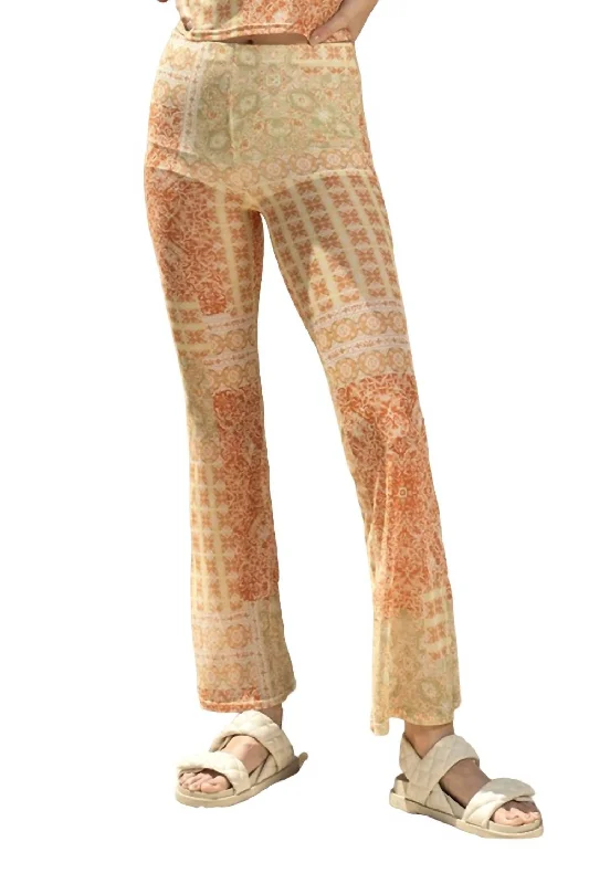 Casual Comfort Coco Mesh Flare Pant In Orange