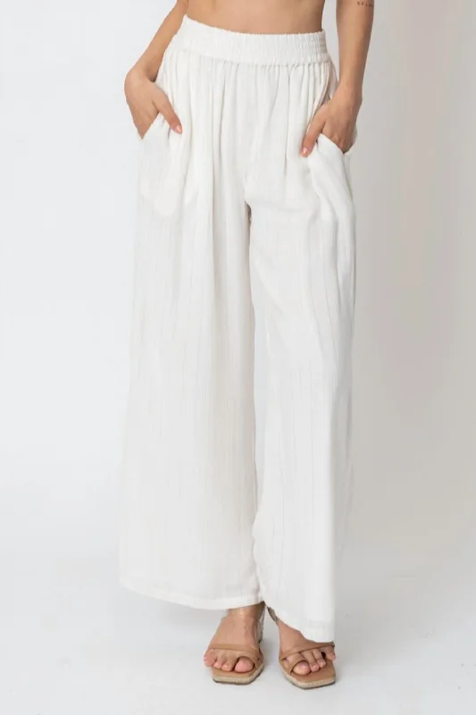 All-Day Wear Self Stripe Pant In White