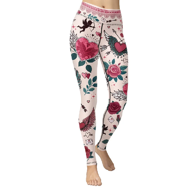Soft Textures Cute Valentine Yoga Leggings
