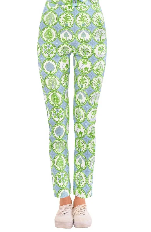 Cozy Outerwear Circle Of Love Pull On Pants In Periwinkle/kelly