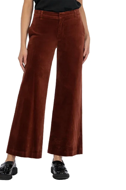 Effortless Outfits Meg High Rise Velveteen Trouser In Brick