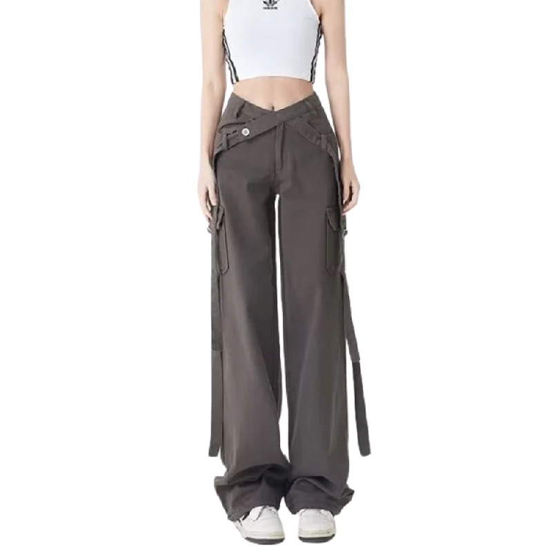 European Plan Women's High Street Low Rise Lace-Up Cargo Pants
