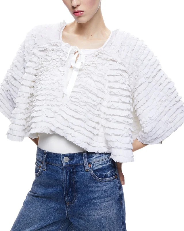 Economic Outlook Alice + Olivia Loree Ruffle Crop Jacket