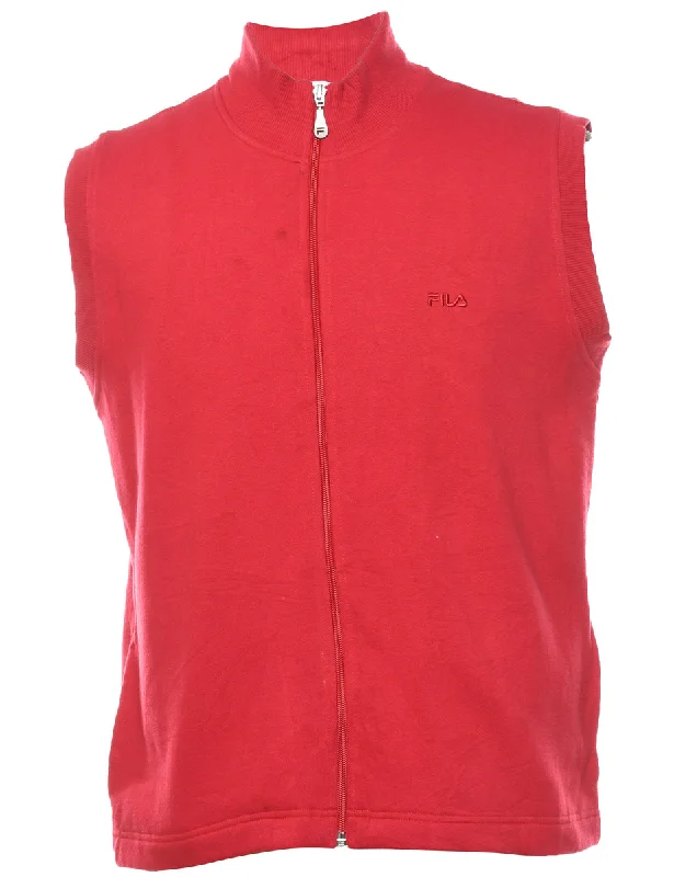 All-Day Comfort Red Sleeveless Fila Track Top - XL