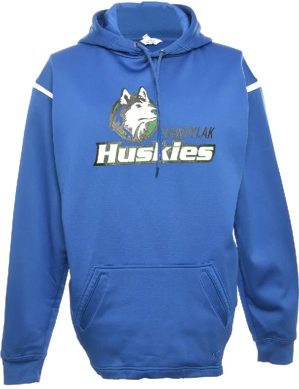 Sports Style Blue Printed Hoodie - S