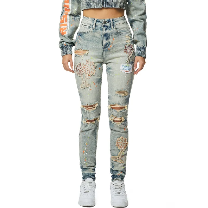 Stunning Fashion High Rise Super Skinny Racing Jeans - Alpine Blue