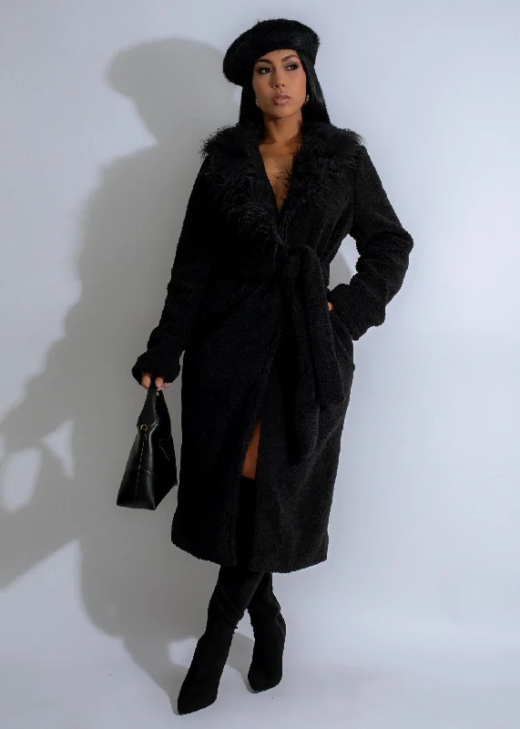 Fashionable Ease Nightfall Plush Coat Black